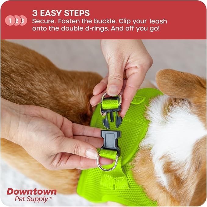 Downtown Pet Supply Step in Dog Harness, XX-Large, Atomic Yellow - Adjustable, Padded Mesh Fabric, Reflective Trim, No Pull, Buckle Strap