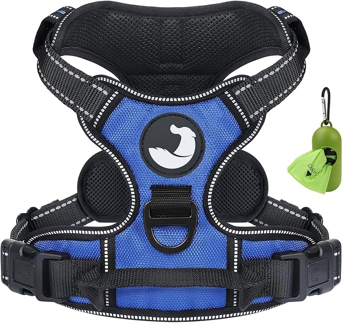 Joytale No Pull Dog Harness for Small Dogs, Reflective Pet Vest with Front Clip, Adjustable Soft Padded Harnesses with Easy Control Handle for Training and Walking, Navy Blue, S