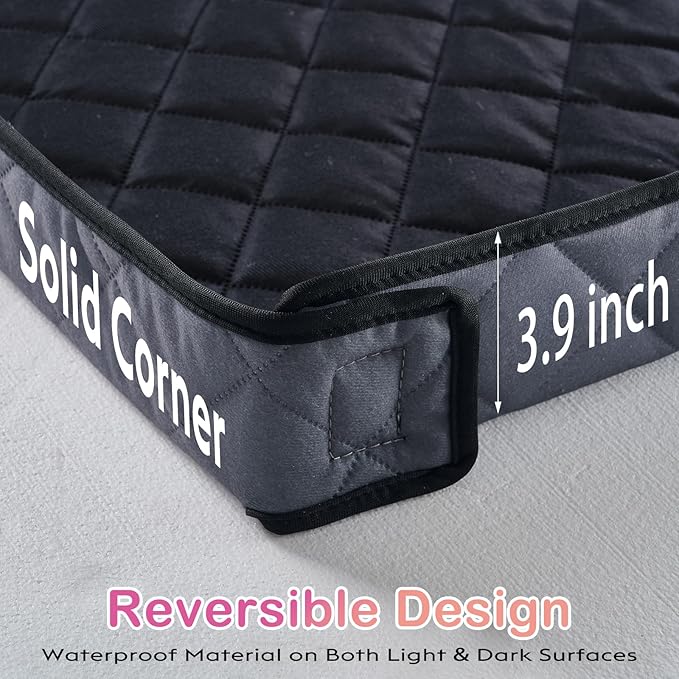 Quilted Guinea Pig Cage Liner, Reversible & Absorbent Bottom Base, Cage Liners for Small Animals, Hamster Chinchilla Hedgehog Ferret Rabbit. (Dark Grey-Quilted, 24" X 24")