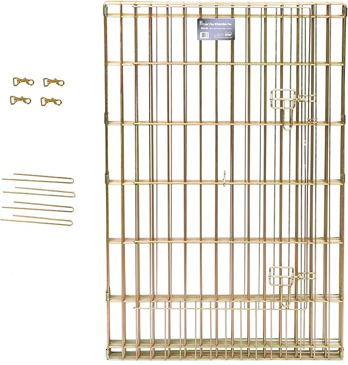 MidWest Homes for Pets Folding Metal Dog Exercise Pen, Indoor/Outdoor Playpen with Door, 16 Sq Feet of Play Space, 42-Inches Tall, Gold Zinc