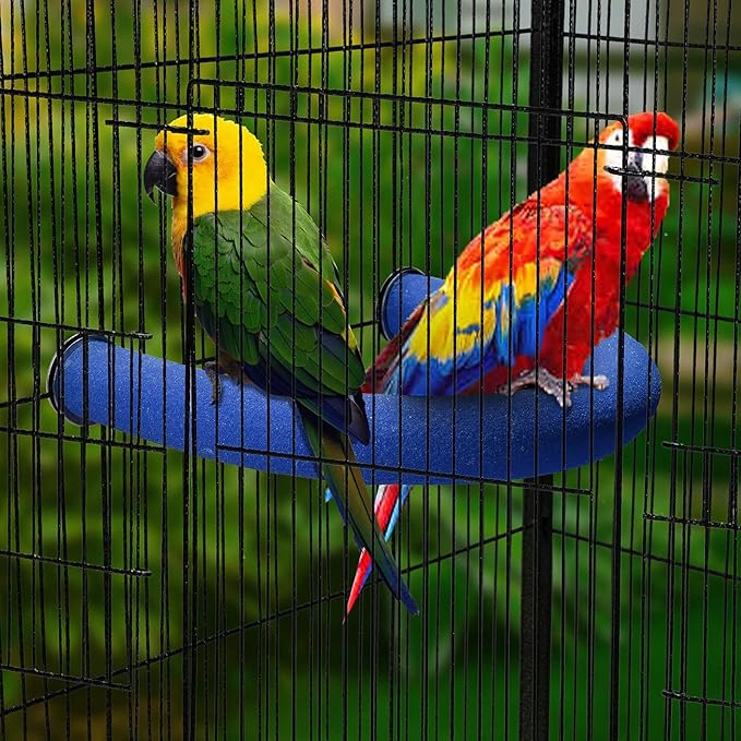 U Shape Parrot Perch Stand Toy Bird Platform Sand Paw Grinding Clean Stick Exercise Conure Budgie Cockatiel Cage Accessories (Blue)