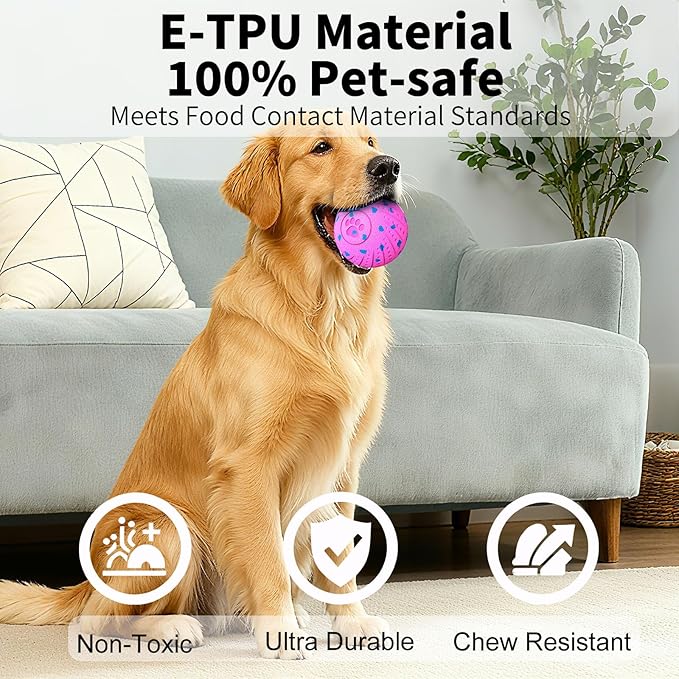Smart Interactive Dog Toys, Activated Moving, Bouncing, Rotating Ball for Medium/Large Dogs, 2025 E-TPU Material, Motion-Activated Dog Gift to Keep Them Busy, IP54 Waterproof & USB Rechargeable