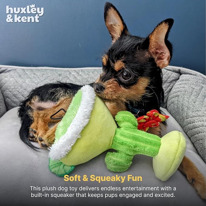 Huxley & Kent Funny Dog Toy w/Squeaker – Power Plush Squeaky Dog Toys for Small, Medium & Large Dogs – Soft Stuffed Animal for Indoor Play & Fetch - Margarita Loco, Large