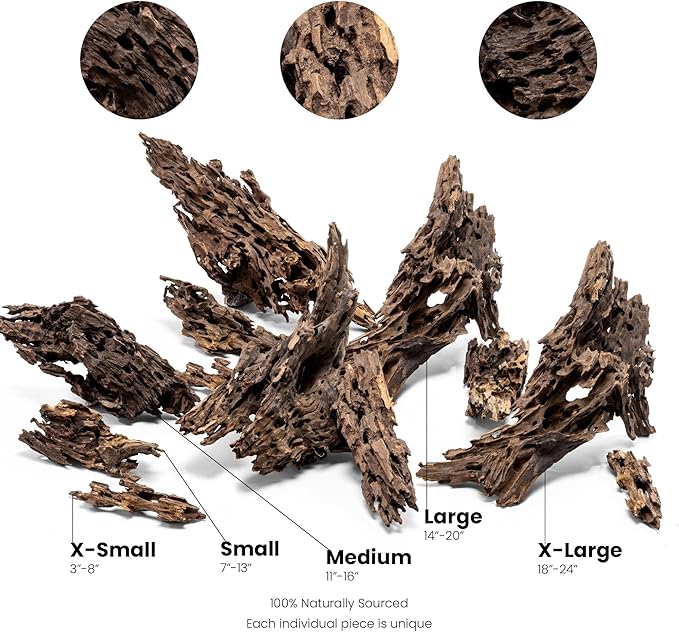 Ultum Nature Systems Driftwood - Dragon Drift Wood for Fish Tank, Planted Tank, Terriarium, Paludarium - Versatile Natural Driftwood Decor, Events Wood Centerpiece - Dragon Wood, X-Small (3-8")