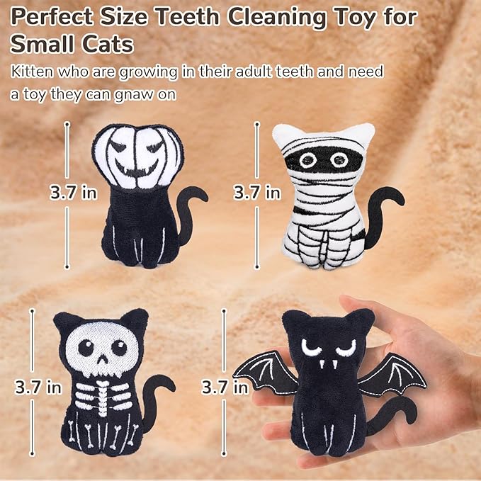 Retro Shaw 4Pcs Cat Toys, Crinkly Catnip Toys for Indoor Cats Kitty Chew, Safe Teeth Cleaning Kitten Toy, Interactive Cat Nip Kicker Toy, 3.7 Inches