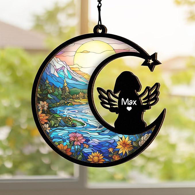 Chillever Cavalier King Charles Spaniel Memorial Suncatcher – Personalized Dog Remembrance Keepsake, Pet Loss Gift