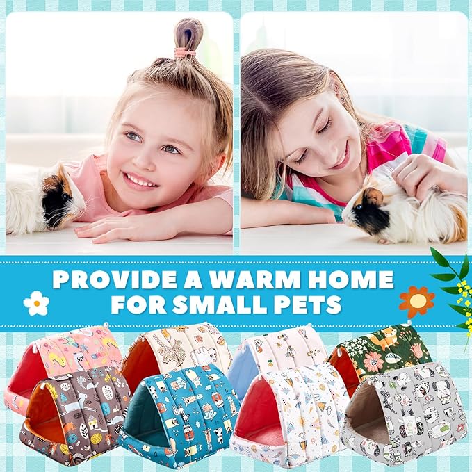 8 Pcs Guinea Pig Hideout, Guinea Pig Bed Washable Small Animal Cage Accessories for Bunny Hedgehog Mouse Chinchillas Hamsters Ferrets Rats(9.8 in)