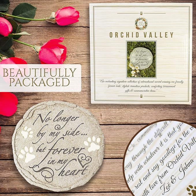 Cat or Dog Grave Marker or Garden Memorial Stone. No Longer By My Side But Forever In My Heart, Rainbow Bridge Pet Memorial Gifts. Waterproof and Weatherproof Pet Plaque, Condolence Gift