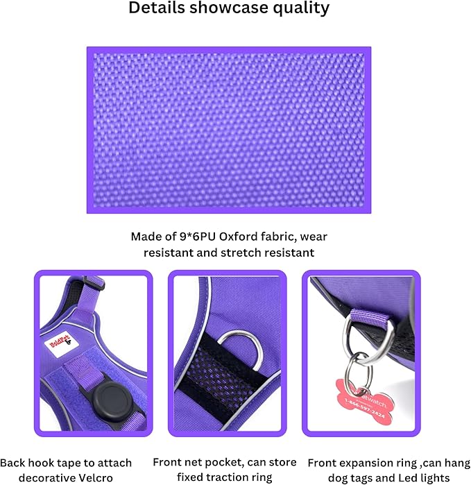 Dog Harness with Airtag Holder and Leash Set-Premium Oxford Breathable Material- Durable Reflective Airtag Dog Harness and Leash Set for Small, Medium, Large and X Large Dogs