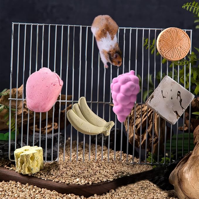 Tfwadmx Lava Block Chew Toys Teeth Grinding Pet Lava Block Calcium Stone for Chinchilla Hamster Mouse Squirrels and Small pet 4 Pack