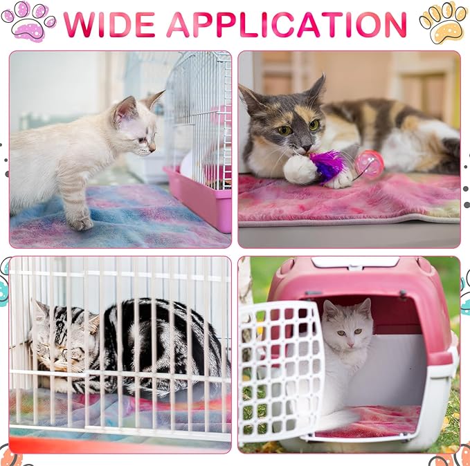Reginary 4 Pcs Waterproof Guinea Pig Blankets Washable Small Animal Fleece Bedding Guinea Pig Cage Liners Reusable Training Pads Pet Pee Pad Sleep Mat for Hamster(Tie Dye Pattern,12 x 12 Inch)