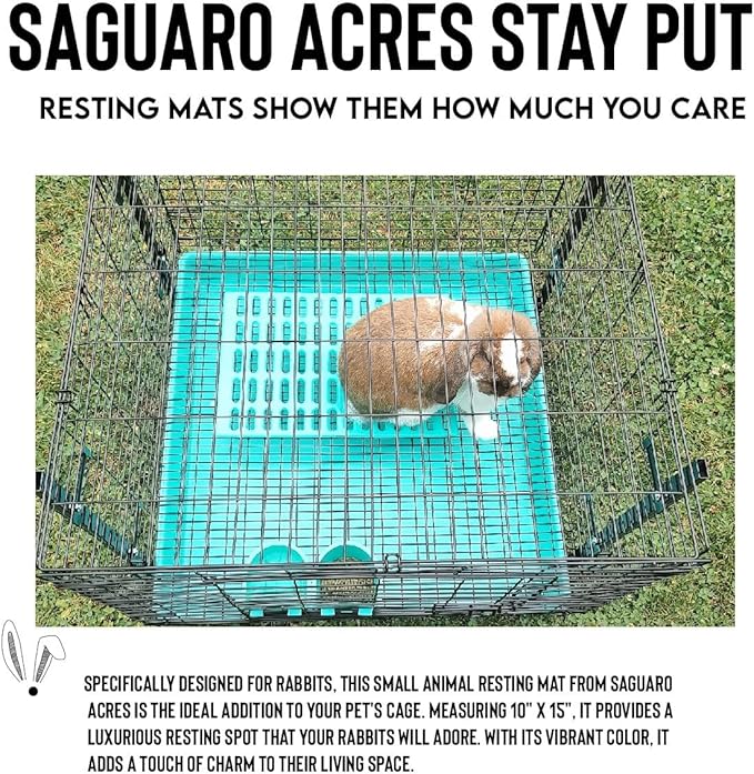 Saguaro Acres Rabbit and Small Animal Cage Resting Mat for Wire Floored Cages 2 Pack (Teal)