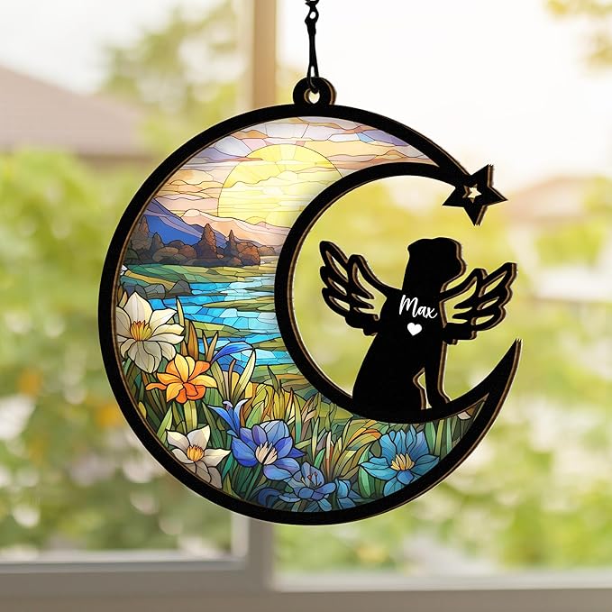 Chillever Border Terrier Memorial Suncatcher – Personalized Pet Remembrance Ornament, Dog Memorial Keepsake