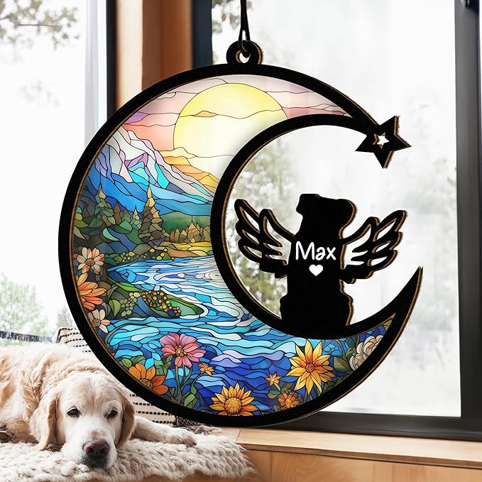 Chillever Australian Shepherd Memorial Suncatcher – Custom Dog Loss Ornament, Pet Remembrance Gift