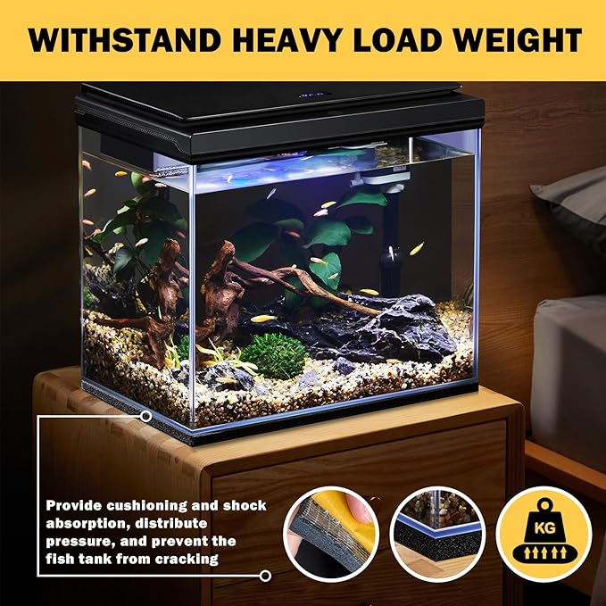 Aquarium Leveling Mat for Fish Tanks, Neoprene Fish Tank Mat 23.6X 15.7inch,Non-Slip Shockproof Fish Tank Pad to Reduce Tank Noise,Prevents Scratches on Desks/Floor,Cut-to-Fit for Small/Medium Tanks