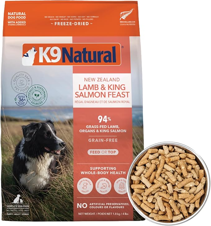K9 Natural - Grain Free Freeze Dried Dog Food - Lamb & Salmon, 4lb