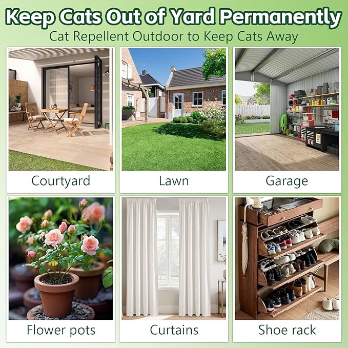 Cat Repellent Outdoor to Keep Cats Away (12Pack) Natural Peppermint Oil Cat Deterrent Outdoor and Indoor Green