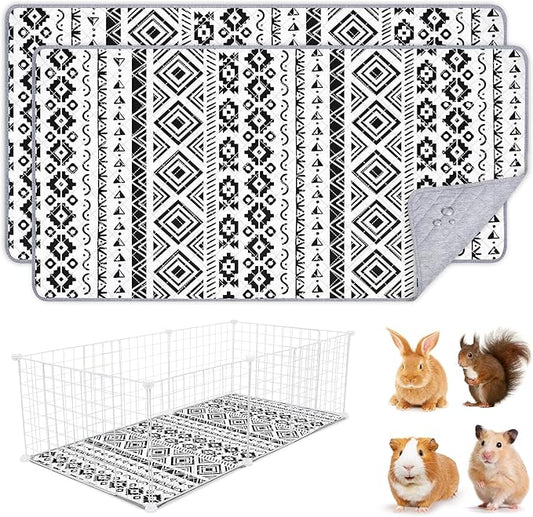 2 Pack Guinea Pig Bedding, Washable Guinea Pig Cage Liner Reusable Guinea Pigs Mat Waterproof Guinea Piggy Bedding for Cage, Super Absorbant Pee Pads for Small Animals Hamster Rabbit Squirrel