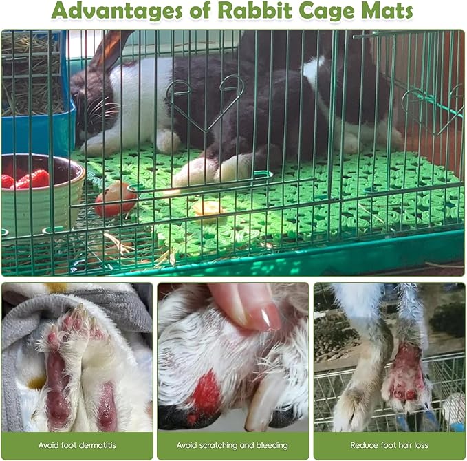 kathson 20PCS Rabbit Cage Mat Feet Pad Plastic Cage Mat Floor Mats Bunny Hole Leak Water Pads for Pet Cats Dogs Hamster Rat Chinchilla Guinea Pig and Other Small Animals
