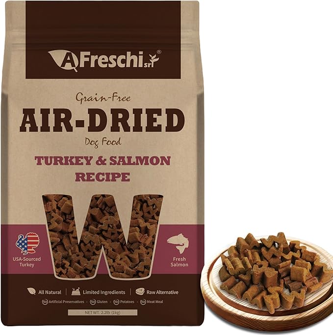 Afreschi SRL Dog Food, Dry Puppy Food, Turkey & Salmon Recipe, All-Natural, Complete & Balanced, Grain-Free, High-Protein, Limited Ingredients,2.2 lb