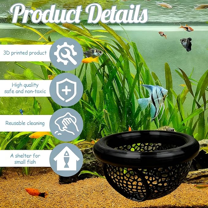 CAIJ Betta Exercise Ring & Floating Hammock Set, Aquarium Betta Fish Training and Feeding Rings, Multi-Functional Floating Resting Bed, Decorative Accessories for Small Fish Tanks Black
