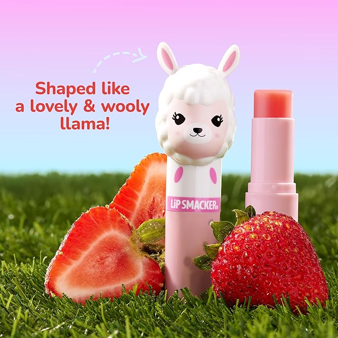 Lip Smacker Lippy Pals Llama, Flavored Moisturizing & Smoothing Soft Shine Lip Balm, Hydrating & Protecting Fun Tasty Flavors, Cruelty-Free & Vegan - Straw-ma-Llama berry