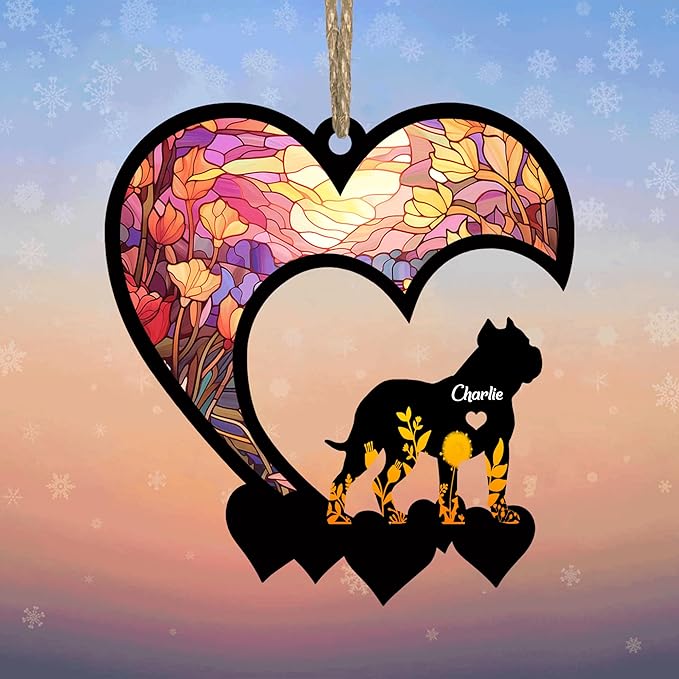Lovely POD Presa Canario Suncatcher Ornaments, Personalized Presa Canario Memorial with Name, Dogs Loss Ornaments, Dog Remembrance Gift, Dog Memory Ornament, Loss of Dogs Sympathy Gifts