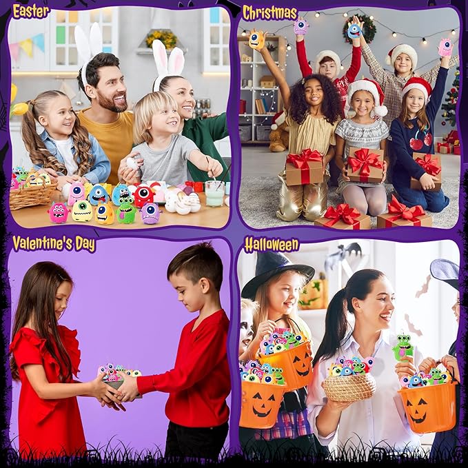 Libima 9 Pcs Mini Stuffed Animals Gifts 3.15 Inch Small Plush Keychains Cute Ornaments Bulk Toys for Baby Shower Birthday Party Gift Bags Fillers Valentines Easter Basket Stuffers(Fluffy Monsters)