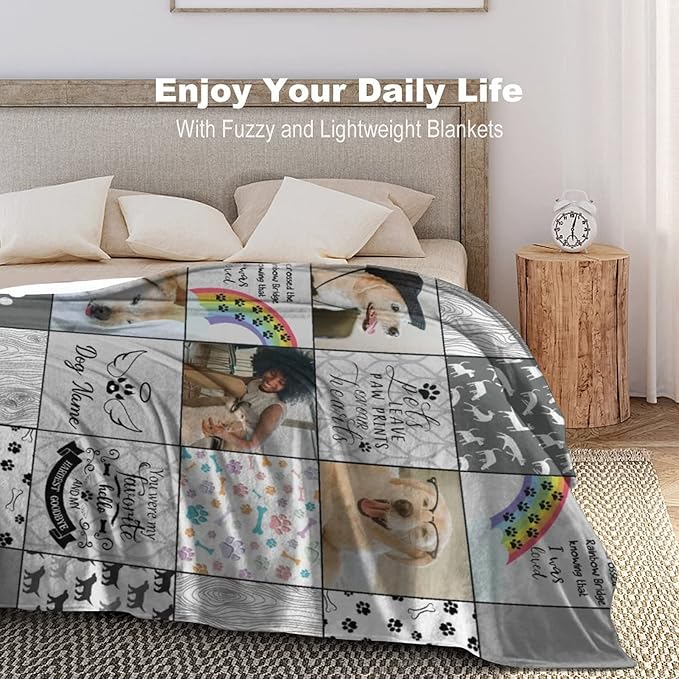 D-Story Pet Memorial Gifts - Custom Rainbow Bridge Blanket - Pet Memorial Dog Personalized Blanket Throws - Remembrance Blanket for Loss of Pet Cat- Dog Bereavement Sympathy Gifts, 30''(W) x 40''(L)