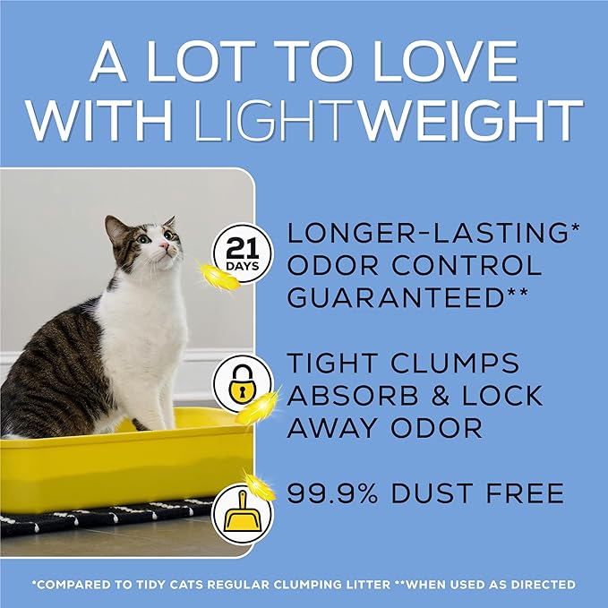 Purina Tidy Cats LightWeight Free and Clean Unscented, Multi-Cat, Clumping, 99.9 Percent Dust Free Cat Litter - 17 lb. Box