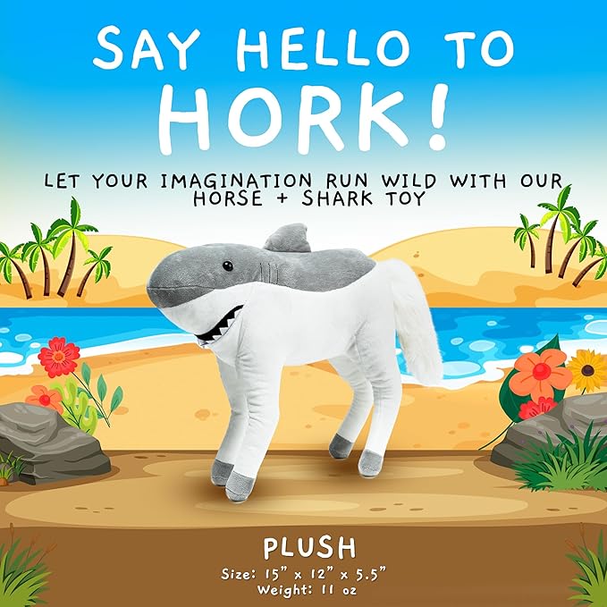 Randimals Plush Toy Stuffed Animal Mix - Horse & Shark Hybrid Stuffed Animals for Girls & Boys - Huggable & Soft Animal Characters Cute Plushies - Unique Toys for Discovery & Adventure