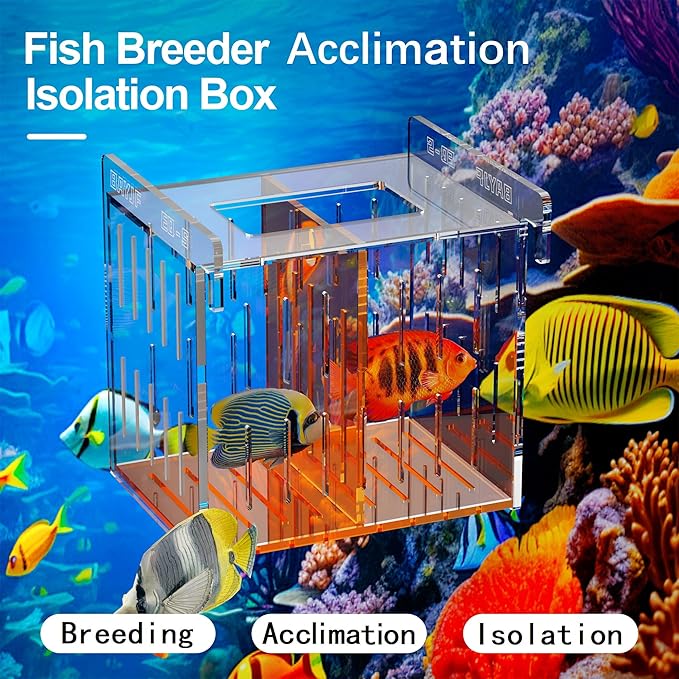 Acrylic Acclimation Box for Saltwater Fish and Reef Coral Quarantine Isolation Box for Aquarium Fish Hydroponic Plant External Breeding Box