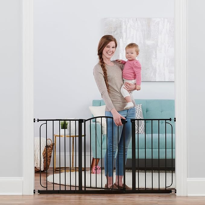 Regalo Safety 58" Extra Wide Arch Baby Gate, Pressure Mount for Doorways & Bottom of Stairs, Babies, Toddlers & Pets, Ages 6–24 Months, Tested & Trusted, American Designed, Family Owned