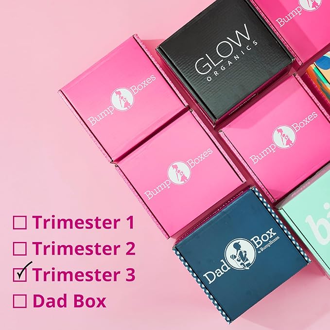 Bump Boxes 3rd Trimester & Postpartum Gift Set for New Moms with Milestone Disc, Baby Onesie, Travel Bags, Ceramic Mug, Organic Foot Soak, Gift for Mother to Be