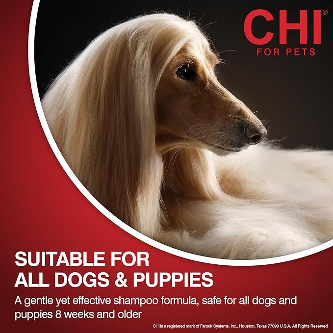 CHI for Dogs Shed Control Shampoo - Anti-Shedding Dog Wash for Excess Fur and Loose Hair - Gentle Formula for All Coat Types - Sulfate and Paraben Free - pH Balanced - Made in USA, 16 Fl Oz
