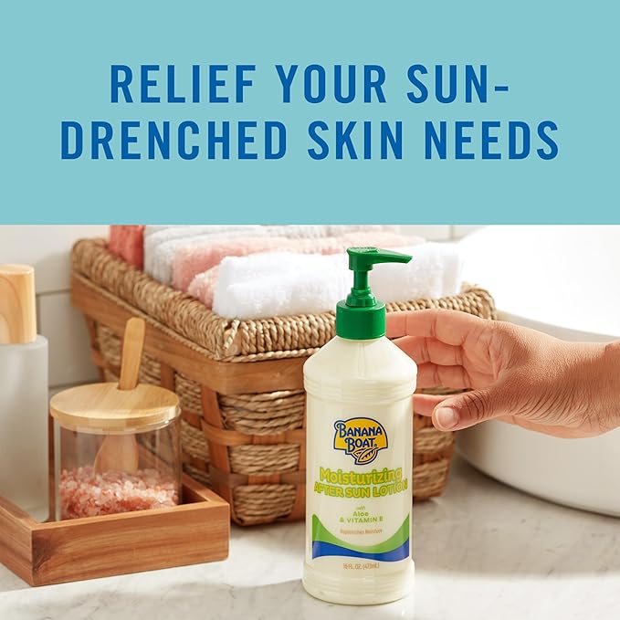 Banana Boat Moisturizing After Sun Lotion with Aloe and Vitamin E, 16Fl Oz, After Sun Lotion, Sunburn Relief, 16Fl Oz (Pack of 2)