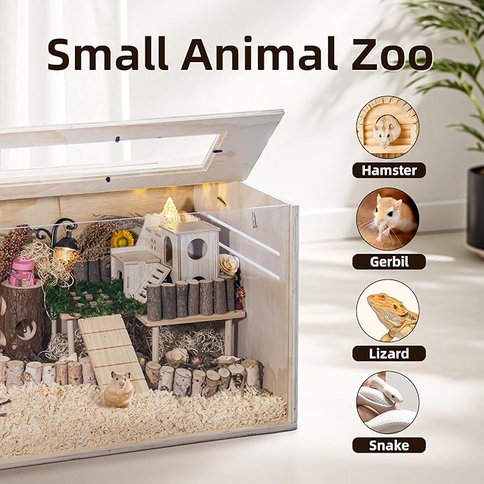 Pine Small Animals Houses&Habitats Chewproof, 32" Pine Guinea Pig Cage Hamster Cage for Small Animals (32" Medium, Normal)