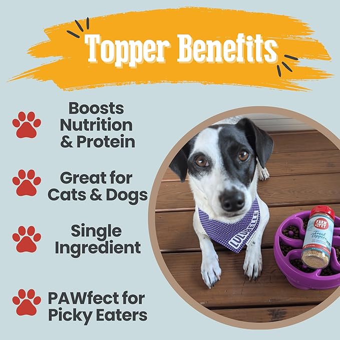 Farm To Pet - Dog Food Topper - 4.7 oz Fish Meal Toppers for Dogs, Single Ingredient, Lean, All Natural, Healthy Food for Small, Medium, Large Breeds, & Puppies - Made in USA