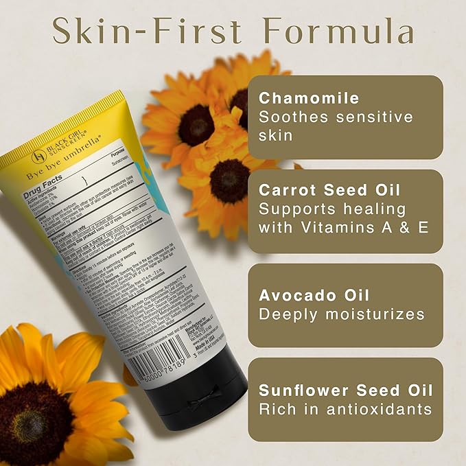 Black Girl Sunscreen Kids SPF 50 Lotion for Face & Body- Sun Protection for Skin, Kids Sunscreen, Water Resistant for 80 Minutes, Ideal for Beach & Travel, No White Cast for Melanin Rich Skin- 6 fl oz
