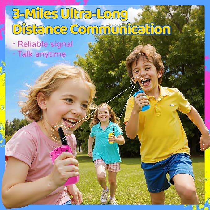 Walkie Talkies for Kids Rechargeable, 2000 mAH Last 3-4 Days 2 Way Radios Toys for 3-12 Year Old Boys Girls to Outside, Camping, Hiking Christmas Birthday Holiday Stocking Stuffers Presents