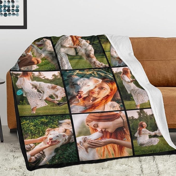 Artsadd Blankets with Pictures Customized, Dog Photos Personalized Blanket Custom Pet Loss Blanket for Mom Dad Friends