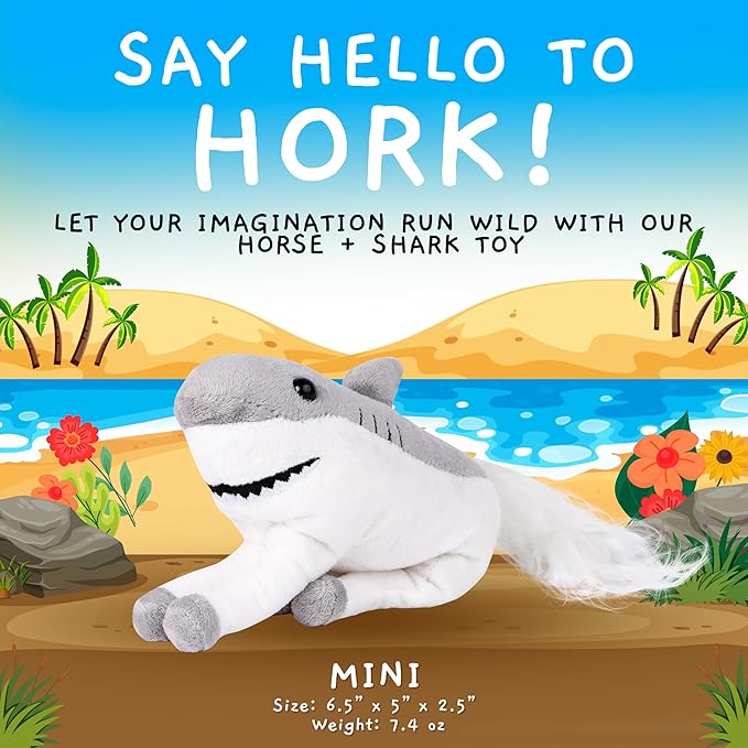 Randimals Horse & Shark Plush Hybrid Mini Plushies - Cute Plushies for Girls & Cuddly Small Stuffed Animals for Boys - Hork Little Plush Stuffed Animals for Kids & Kidults