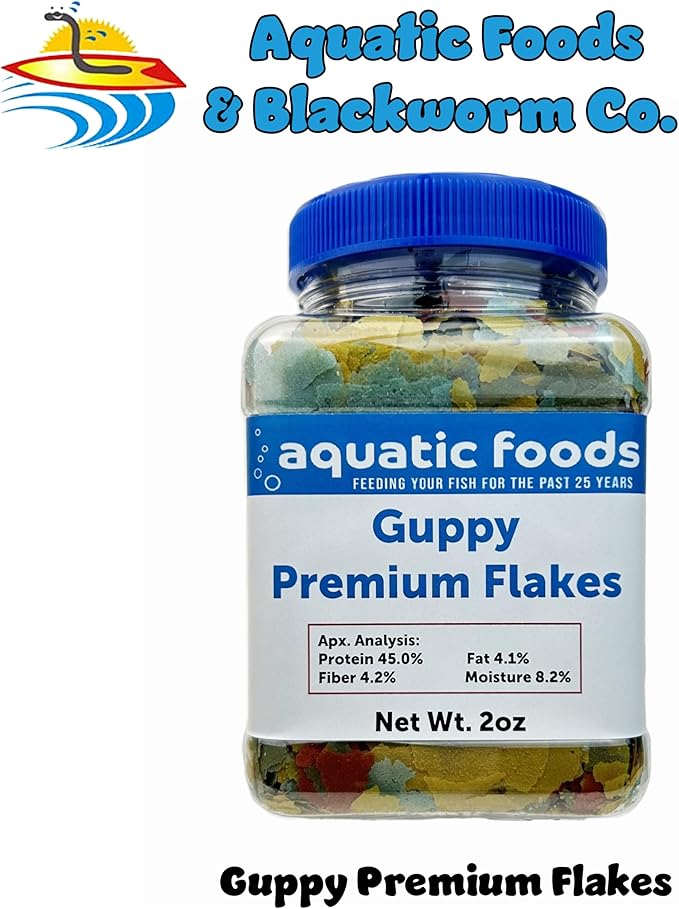 Aquatic Foods Inc. Guppy Flakes, Smaller Premium Special Blend Flake - AFI Guppy Flakes…2oz Small Jar
