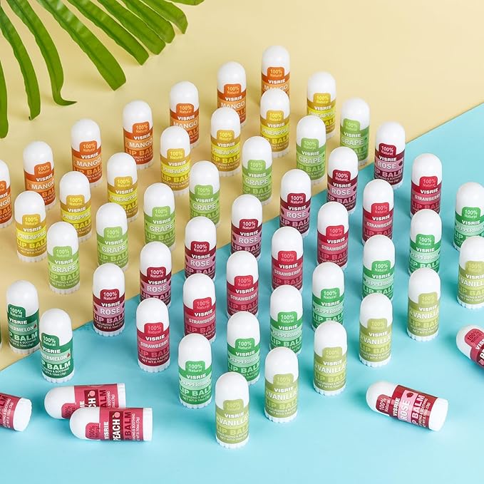 40 Pack Mini Lip Balm Bulk, Natural Lip Balm with Vitamin E & Beeswax, Moisturizing Lip Care for Dry Lips, Perfect for Party Favors, Care Packages & Small Gifts