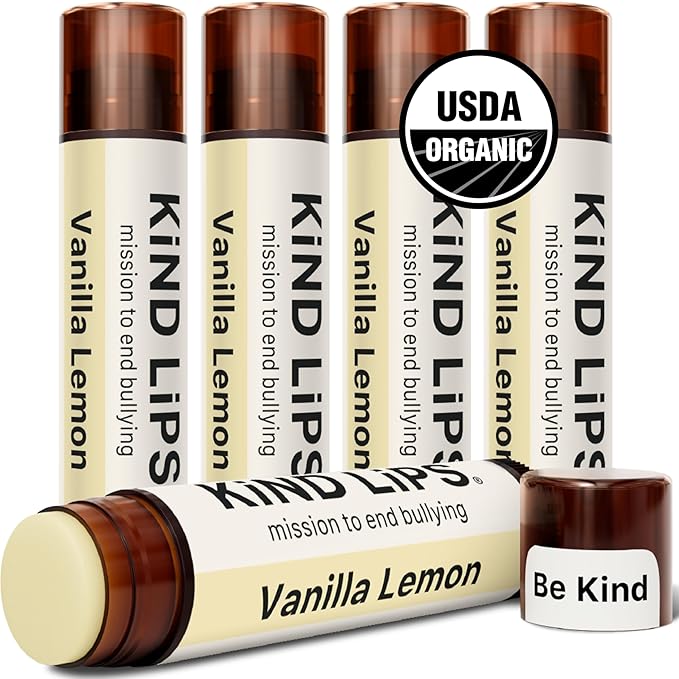 Kind Lips Vanilla Lemon Organic Lip Balm Natural Moisturizing Lip Care 5 Pack