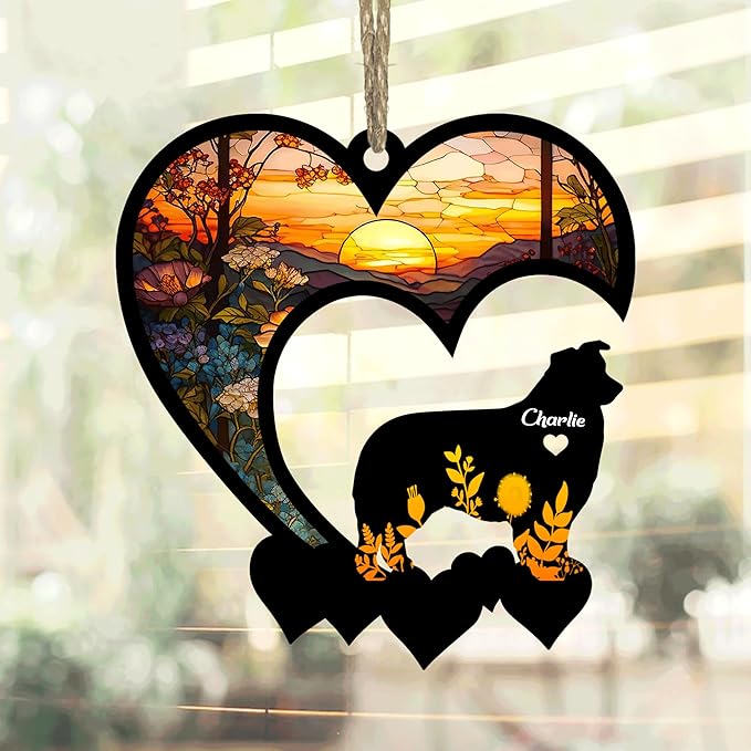 Lovely POD Aussie Suncatcher Ornaments, Personalized Aussie Memorial with Name, Dogs Loss Ornaments, Dog Remembrance Gift, Dog Memory Ornament, Loss of Dogs Sympathy Gifts