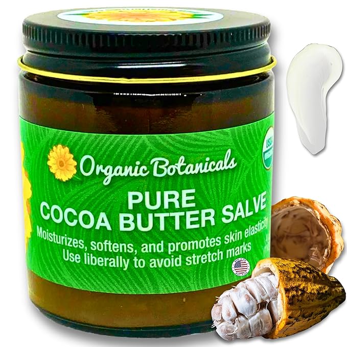 Cocoa Butter Salve - Organic Belly Butter for Pregnant Women, Nipple Balm, Scar Cream, Stretch Marks, & Body Bumps Moisturizer, All-Natural with Intense Hydration, 4 ounces