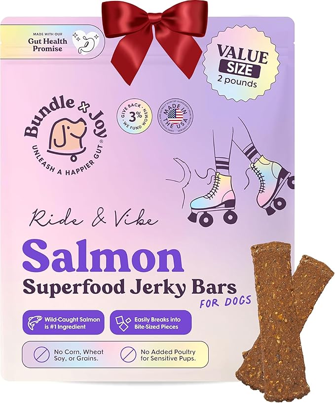 Bundle x Joy Ride & Vibe Salmon Jerky for Dogs - 2 Lbs Bag, Natural Superfood - Corn, Poultry, Soy & Grain Free Salmon Dog Treats Made in USA Only