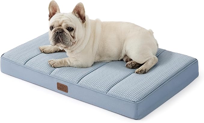 Bedsure Cooling Dog Bed for Medium Dogs - Comfy Flat Puppy Beds with Removable Washable Cover, Orthopedic Egg Crate Foam Pet Mat, Suitable for Pet Up to 30 lbs