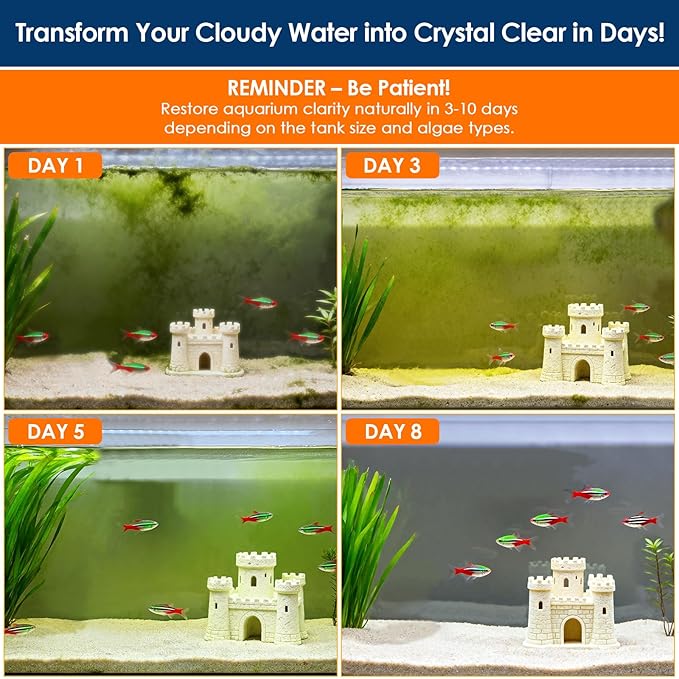 AquaMiracle Aquarium Filter with U - V Light & Filter Sponge, Fish Tank Filter with Timer for Green Water, Turtle Filter with Aeration & Rainfall Mode for Aquarium 60-150 Gallon